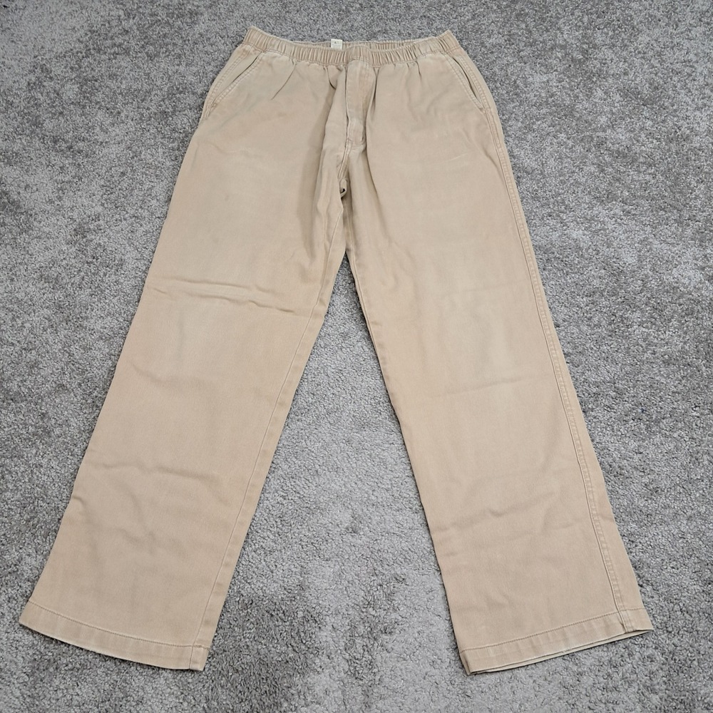 Territory Ahead Mens Corduroy Elastic Waist Pants Tan Beige Straight Leg Size M